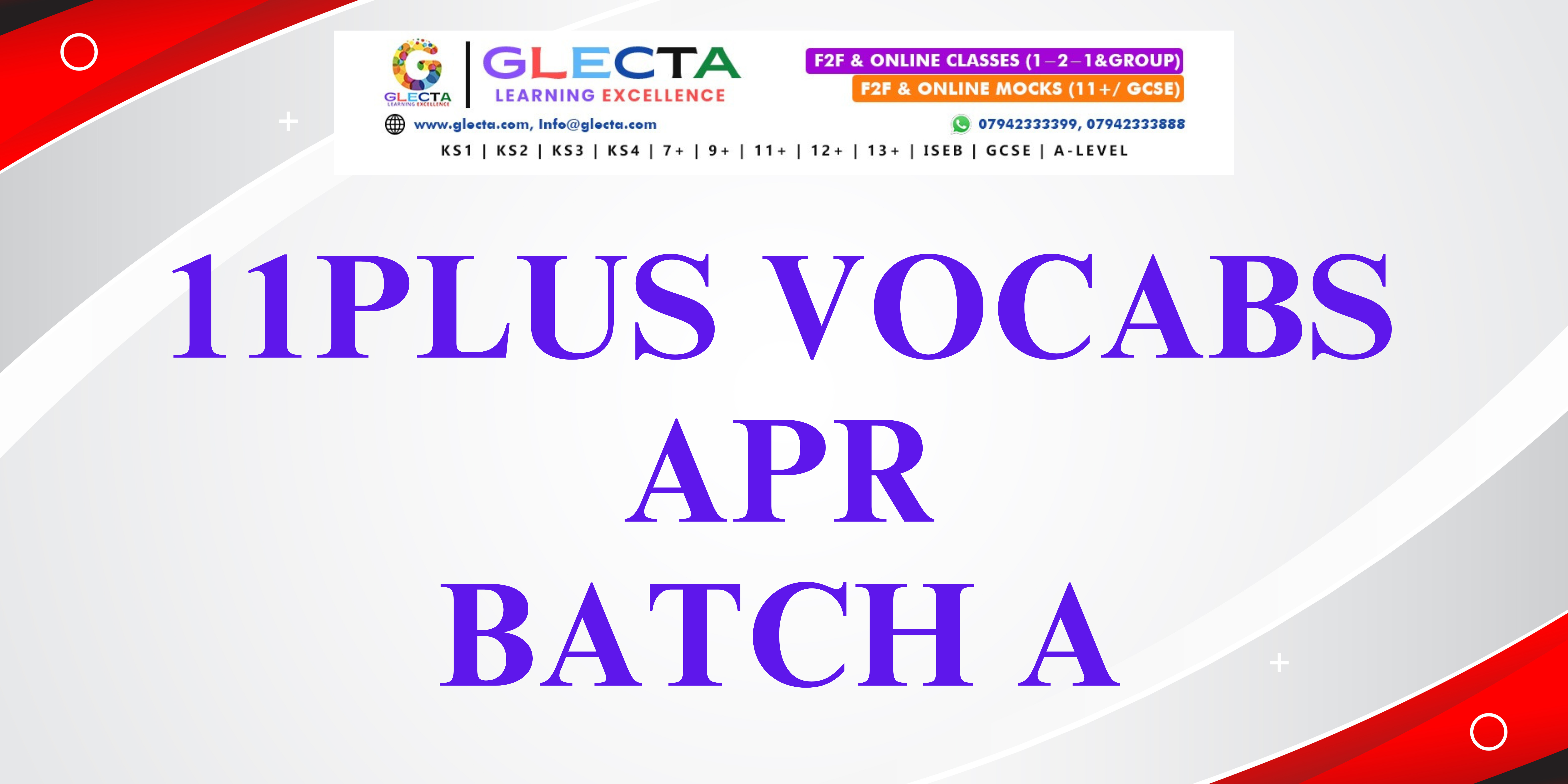11+ Vocabulary Booster – April Batch A
