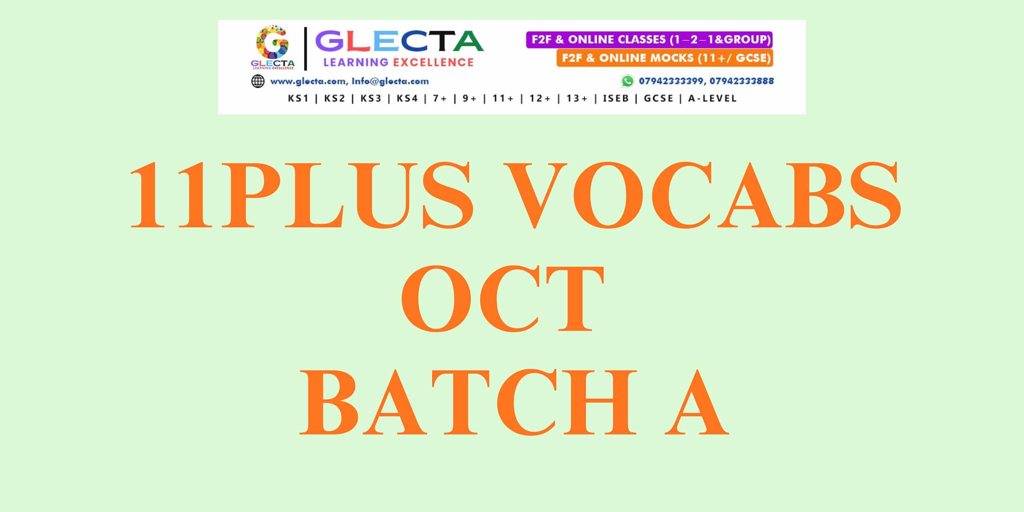 11+ Vocabulary Booster – October Batch A